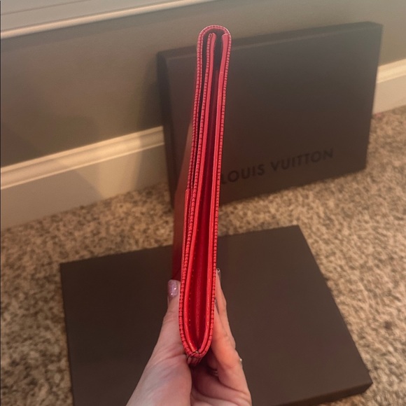 Louis Vuitton Vintage Red Jena Clutch with Gold Accent and Box - Picture 6 of 16